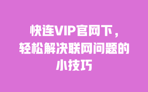 快连VIP官网下，轻松解决联网问题的小技巧 一
